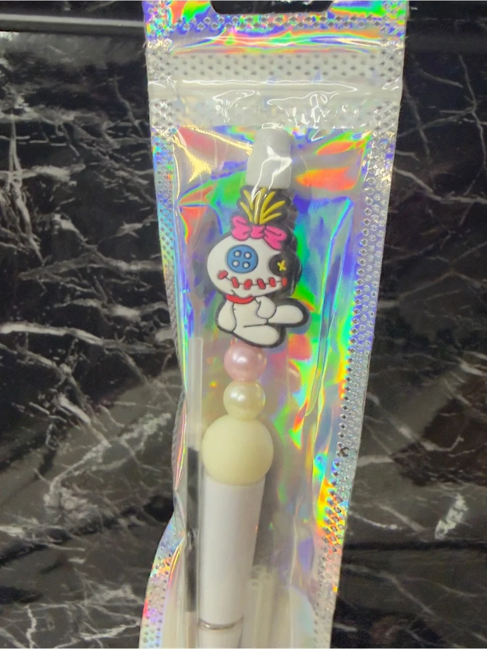Stitch Voodoo Doll Focal Bead Pen Black & Blue Ink
